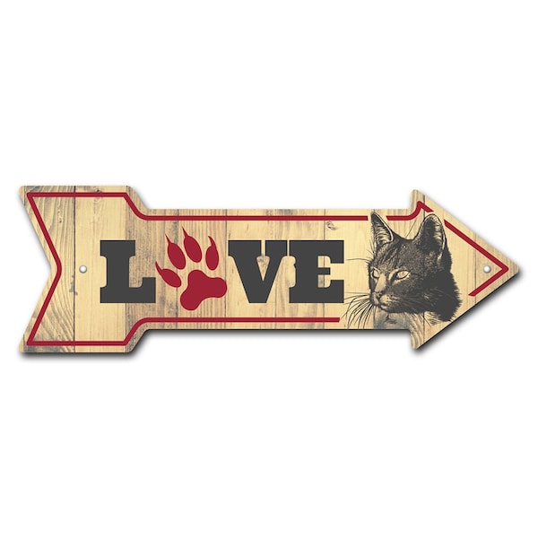 Signmission Love Cats Arrow Sign Funny Home Decor 30in Wide P-ARROW10-999765 - main